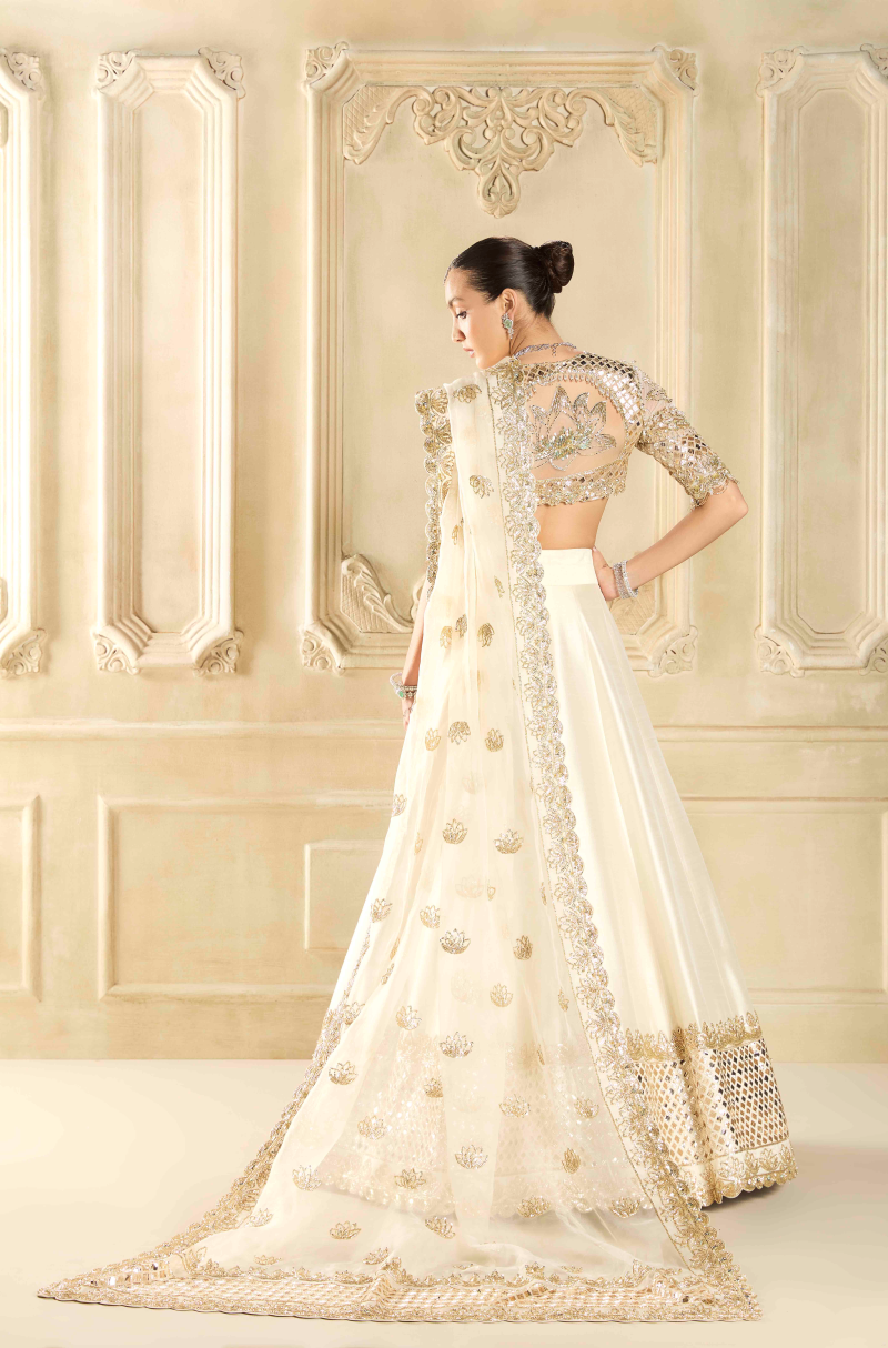 Lotus Bloom Ivory Embroidered Lehenga Set