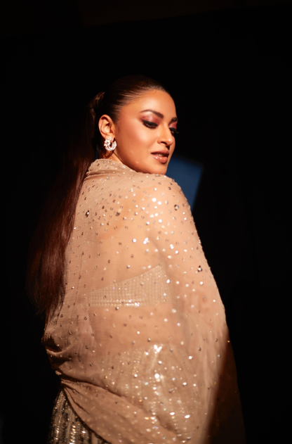 Anushka Ranjan in our Silver Embroidered Lehenga Set