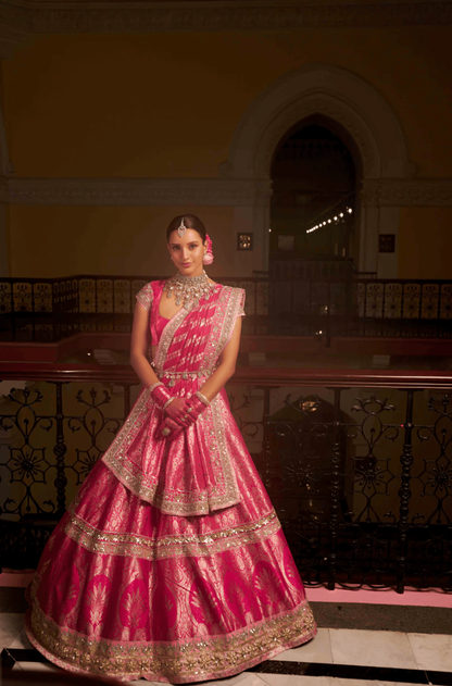 Tripti Dimri in our Fuchsia Pink Brocade Lehenga Set