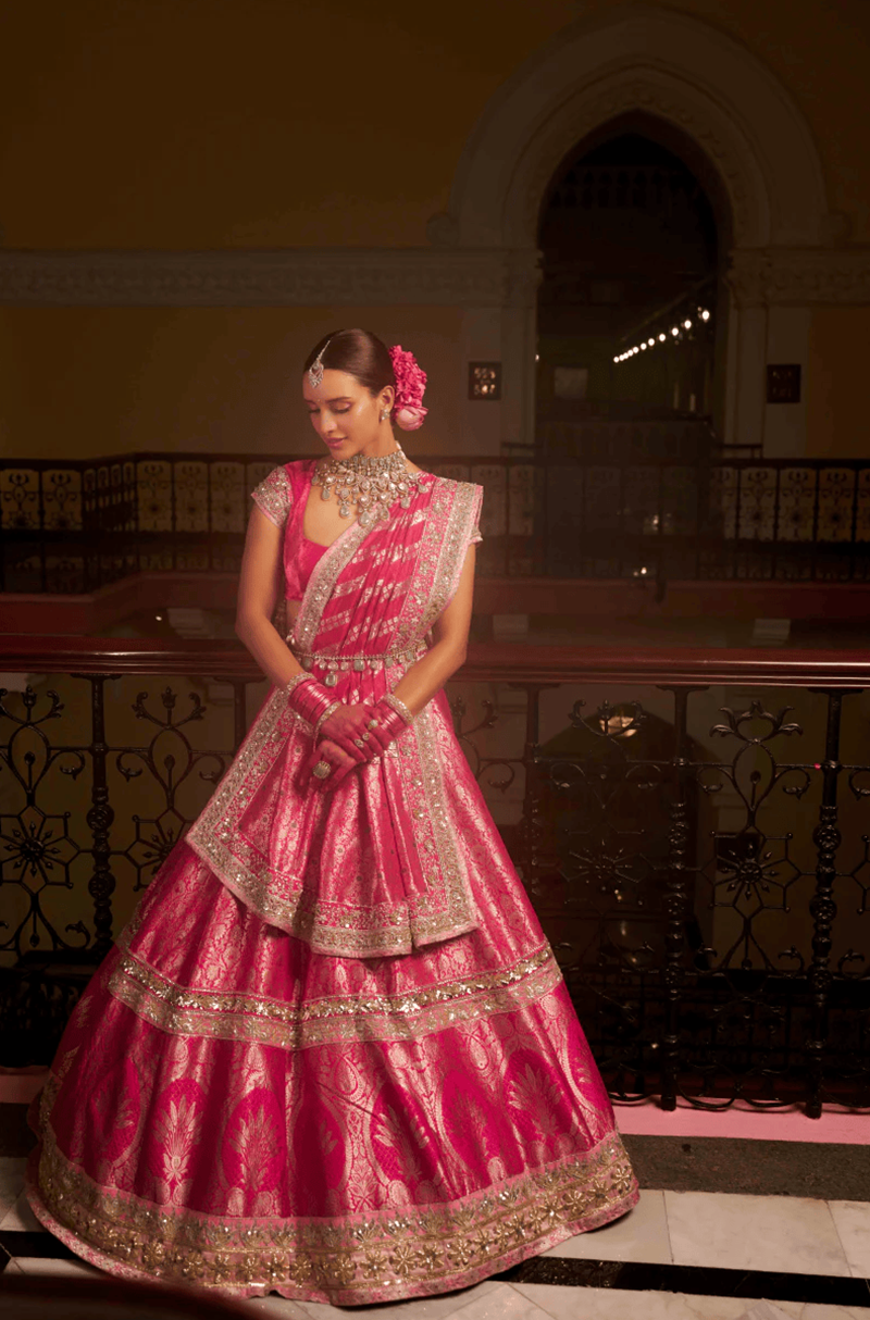 Tripti Dimri in our Fuchsia Pink Brocade Lehenga Set