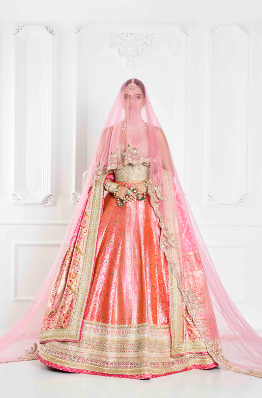 Dual Pink Brocade Lehenga Set