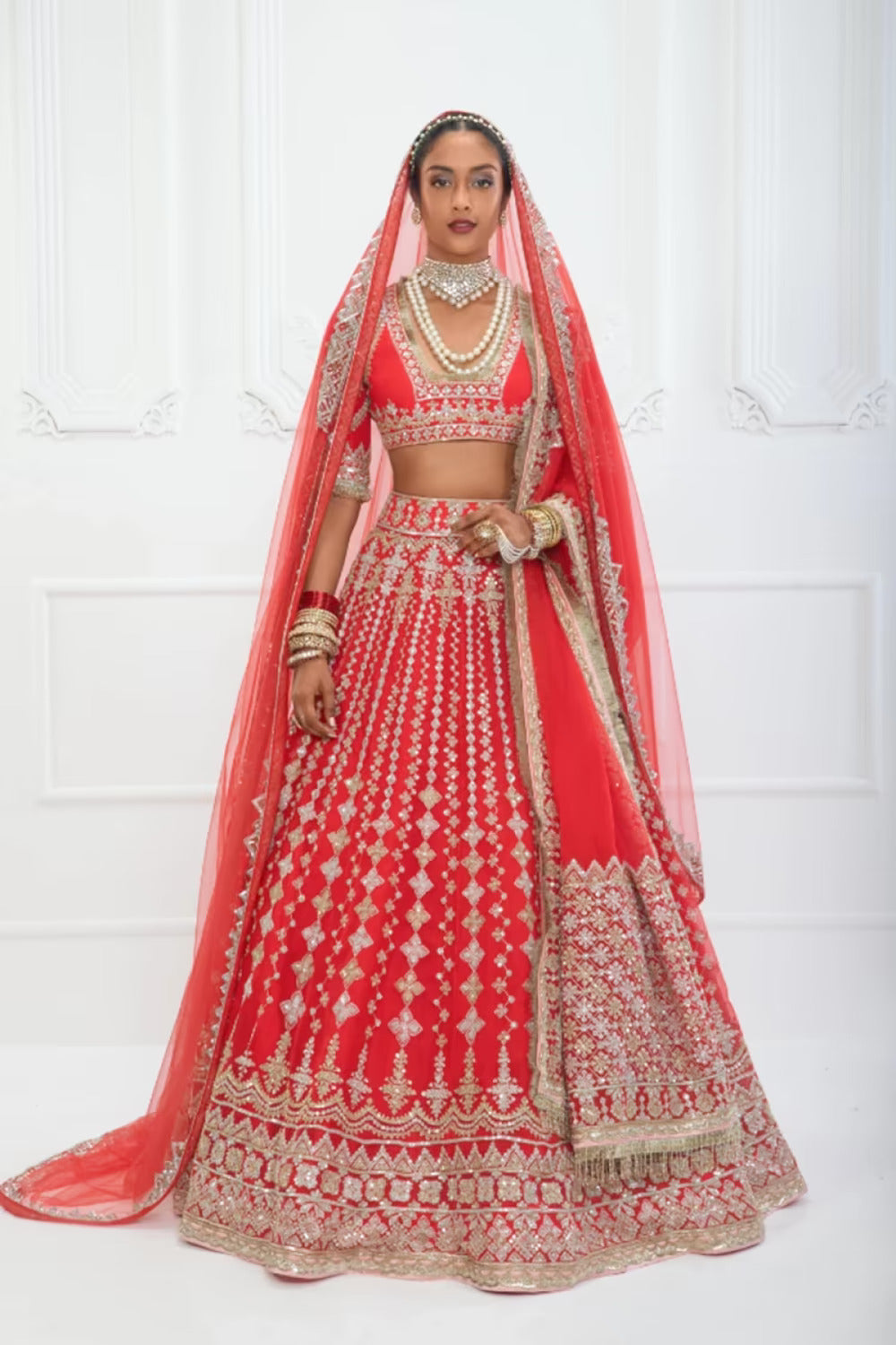 Scarlet Red Dori Embroidered Lehenga Set