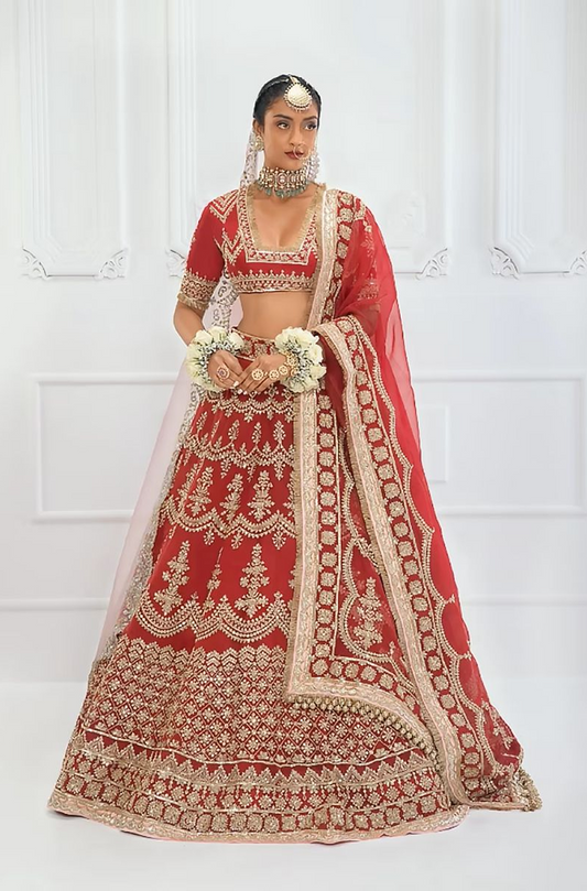 Deep Scarlet Red Lehenga Set