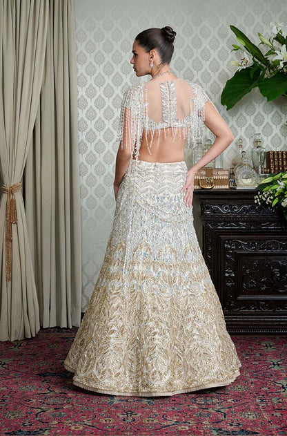 Silver & Gold Leaf Stone Embroidered Lehenga Set