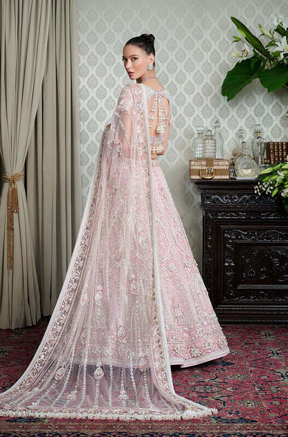 Soft Pink Net Nakshi Embroidered Lehenga Set