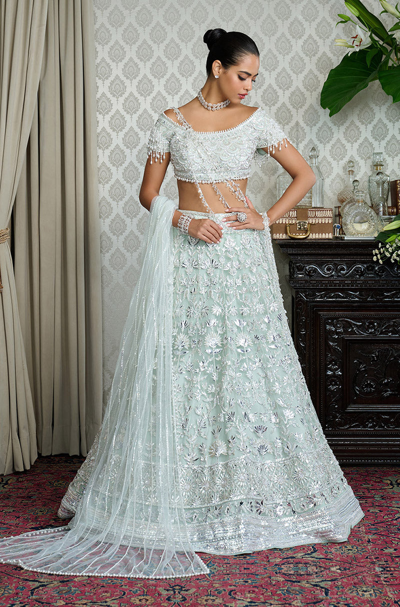Mint Badla & Cutdana Embroidered Lehenga Set