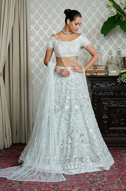 Mint Badla & Cutdana Embroidered Lehenga Set