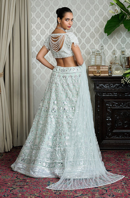 Mint Badla & Cutdana Embroidered Lehenga Set
