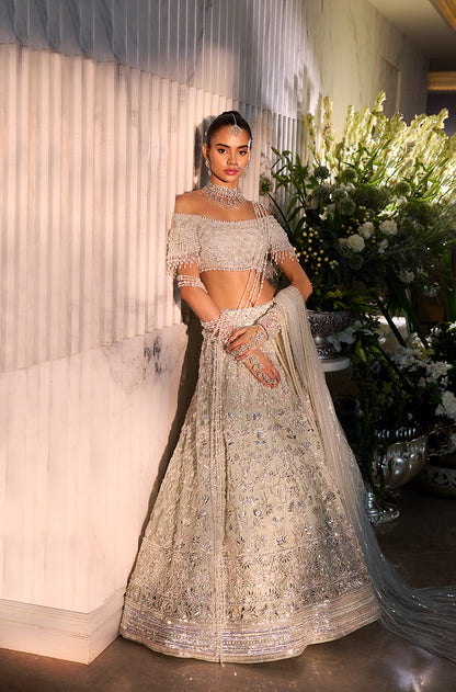 Mint Badla & Cutdana Embroidered Lehenga Set