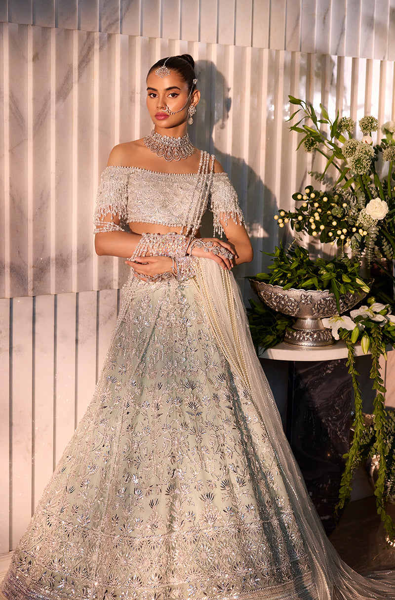 Mint Badla & Cutdana Embroidered Lehenga Set