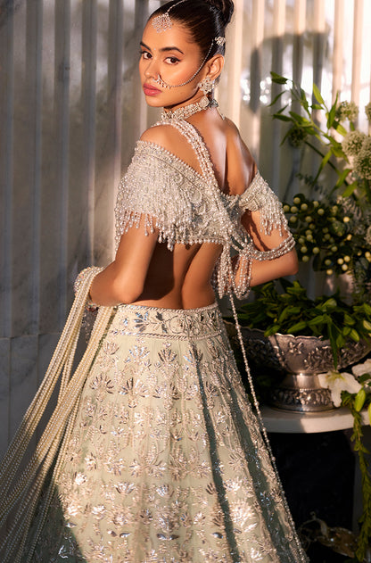 Mint Badla & Cutdana Embroidered Lehenga Set