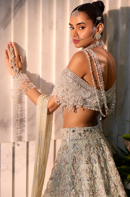 Mint Badla & Cutdana Embroidered Lehenga Set