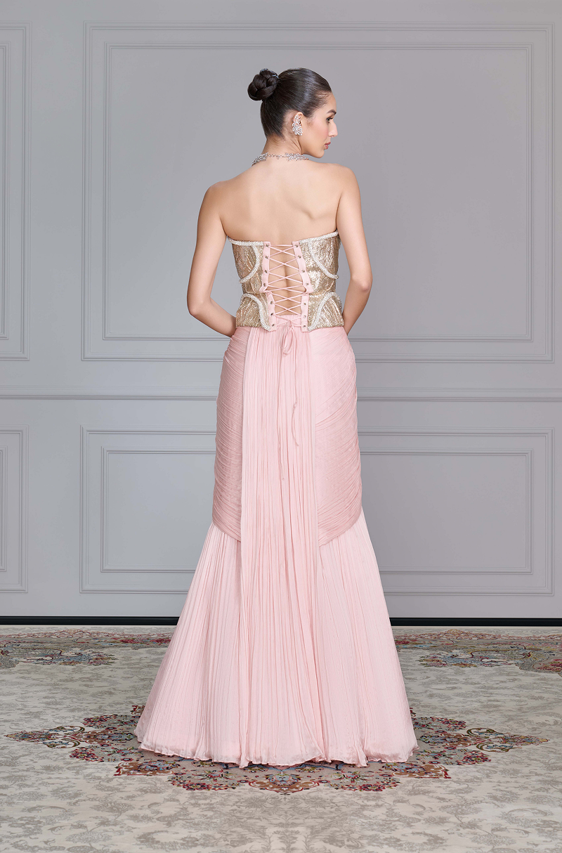 Blush Pink Draped Skirt Set