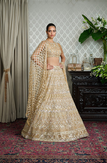 Gold Geometric Sequin Embroidered Lehenga Set