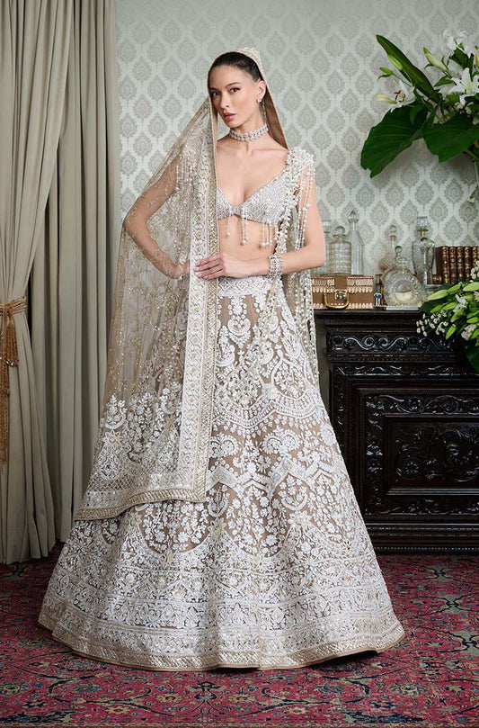 Fawn Mijwan Chikankari Embroidered Lehenga Set