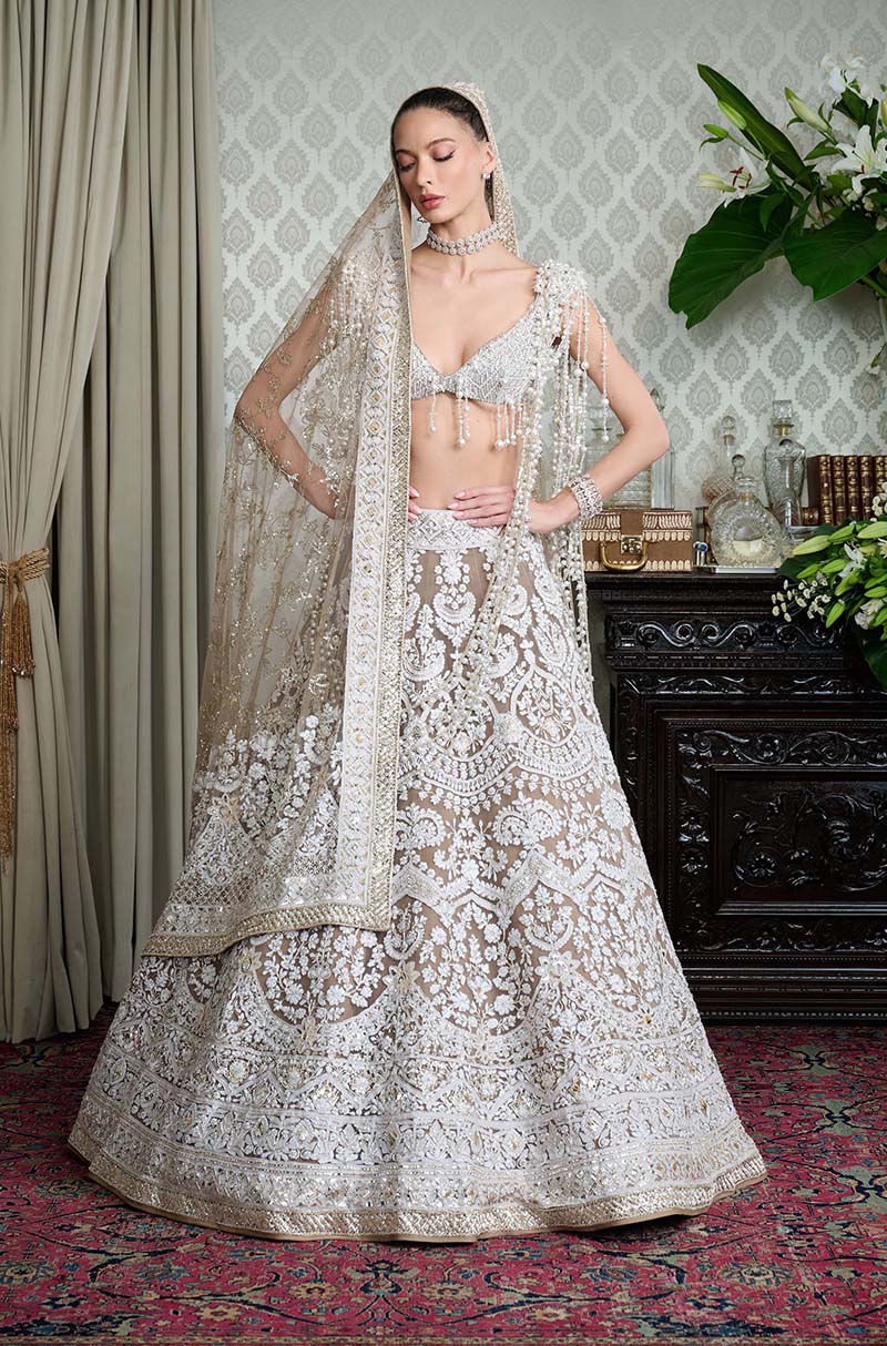 Fawn Mijwan Chikankari Embroidered Lehenga Set