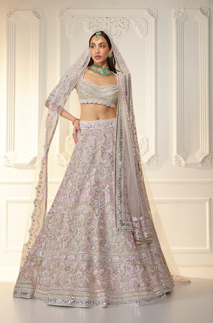 Ivory Chikankari Mijwan Embroidered Lehenga Set