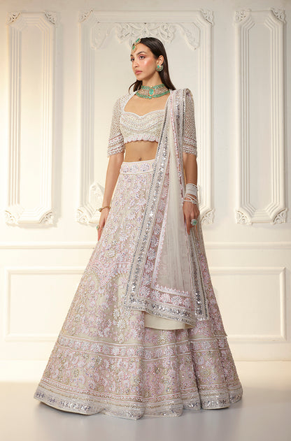 Ivory Chikankari Mijwan Embroidered Lehenga Set