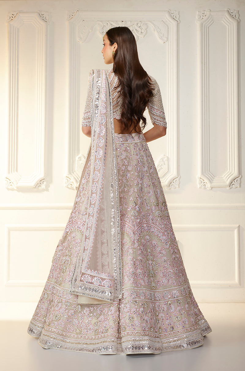 Ivory Chikankari Mijwan Embroidered Lehenga Set