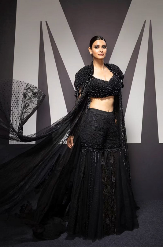 Diana Penty in our Black Contemporary Sharara Set