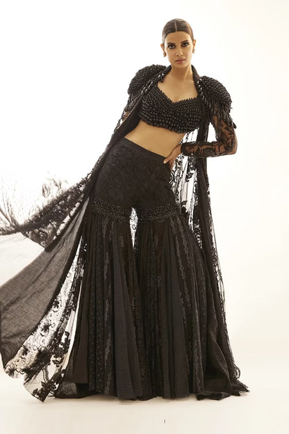 Diana Penty in our Black Contemporary Sharara Set