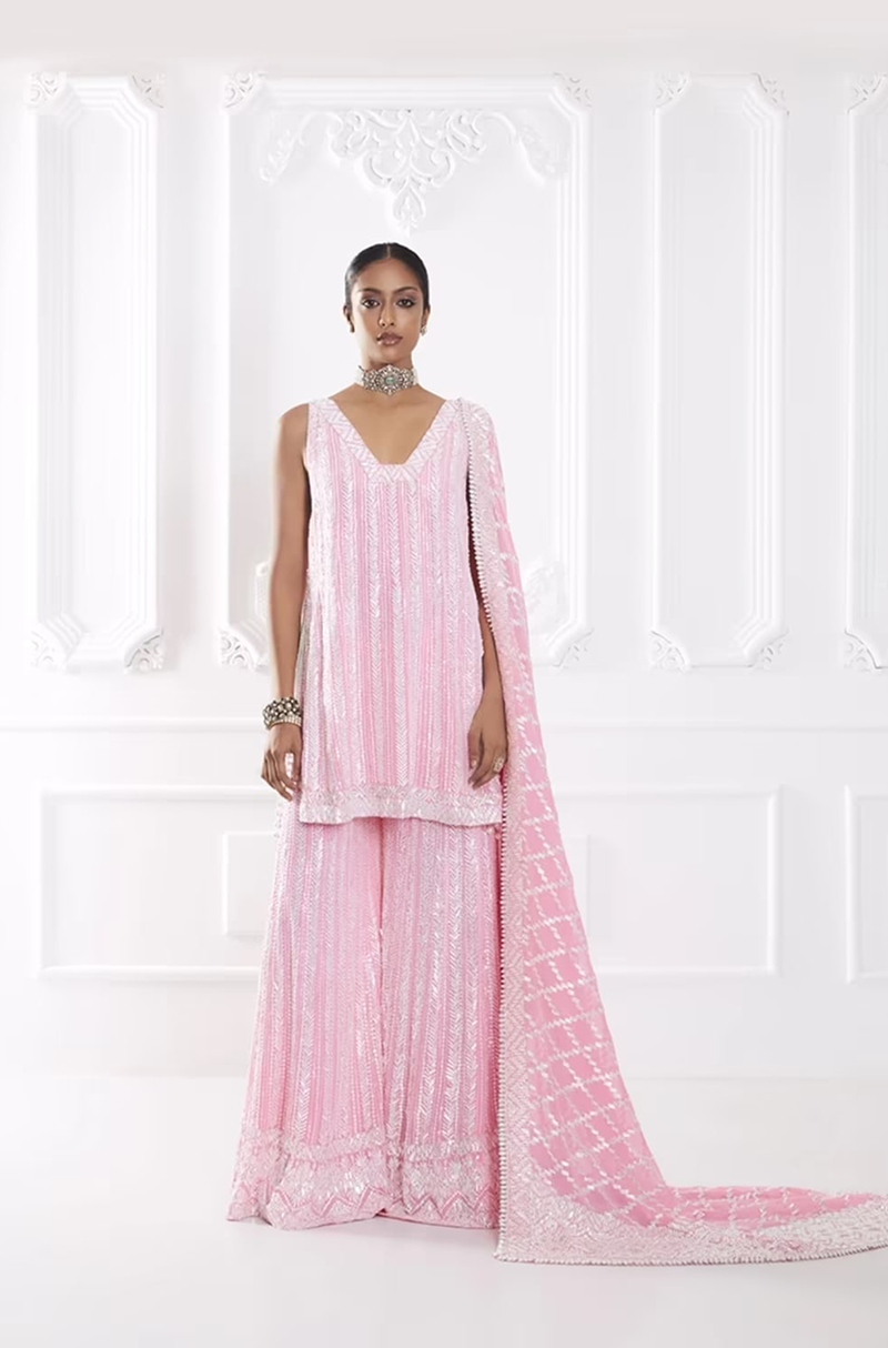 Candy Pink Taban Sequin Kurta Set