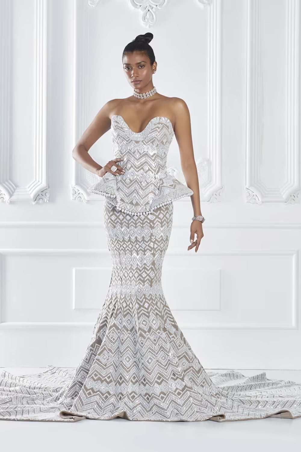 Oyster Taban Peplum Fishcut Skirt Set