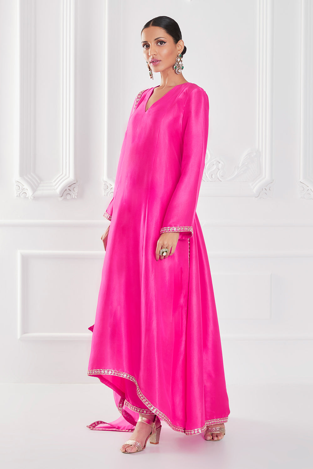 Roseate Pink Dupion Crepe Kurta Set