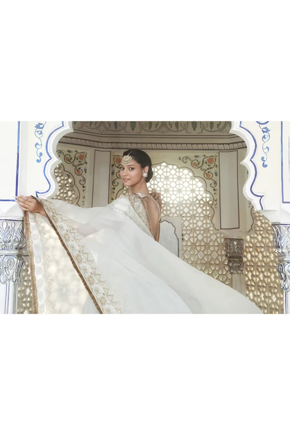 Ivory Gold Embroidered Anarkali Set