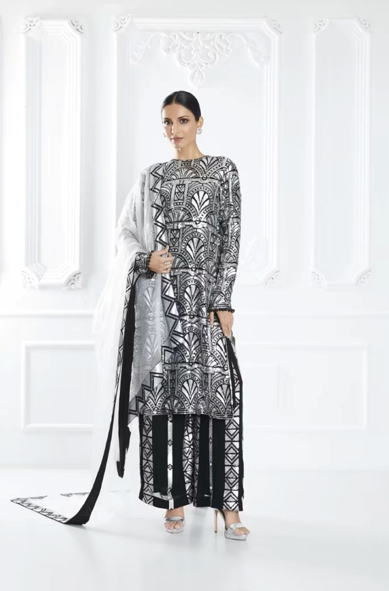 Black Embellished Kurta Set