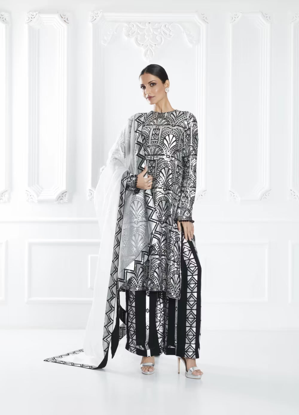 Black Embellished Kurta Set