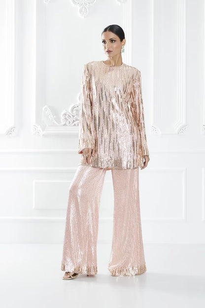 Peach Sequin Embellished Co-ord Set