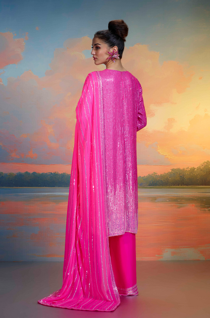 Pink Ombre Moon Sequin Kurta Set