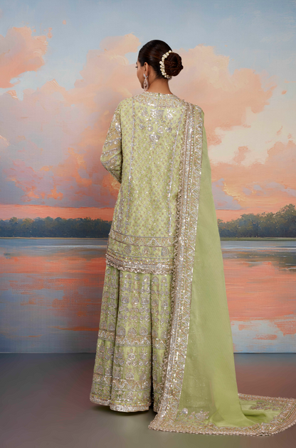 Lime Green Raw Silk Kurta Set