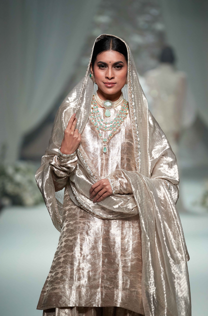 Rose Gold Tissue Kurta Set