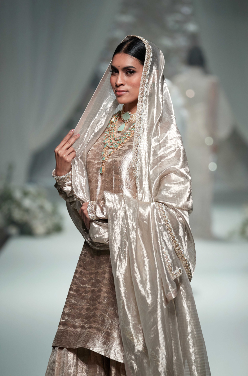 Rose Gold Tissue Kurta Set