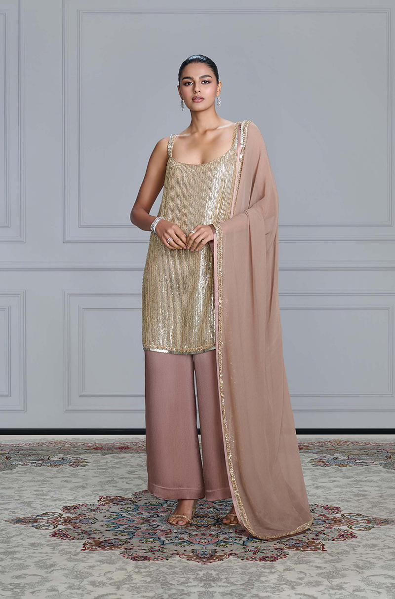 Gold Sequins Embroidered Kurta Set