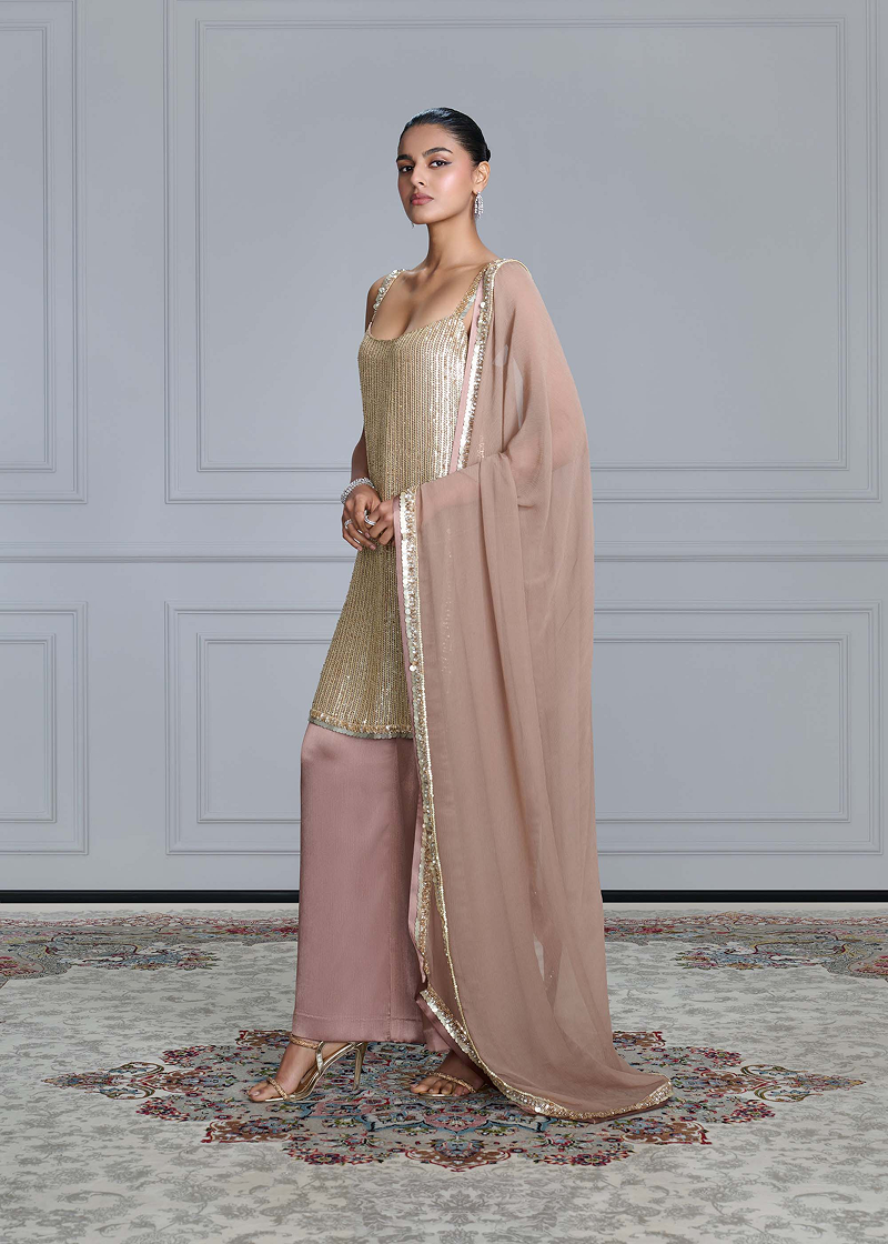 Gold Sequins Embroidered Kurta Set