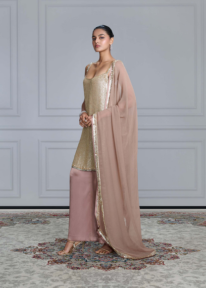 Gold Sequins Embroidered Kurta Set