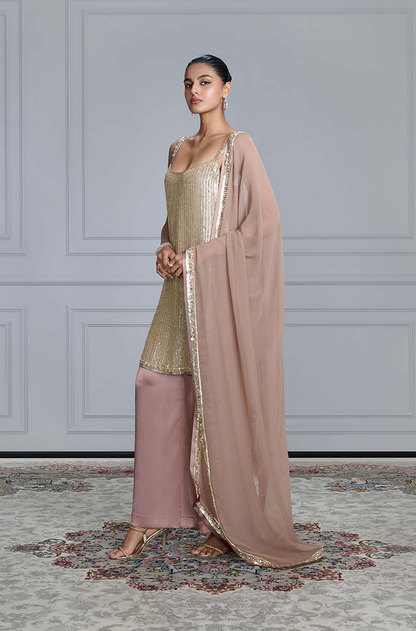 Gold Sequins Embroidered Kurta Set