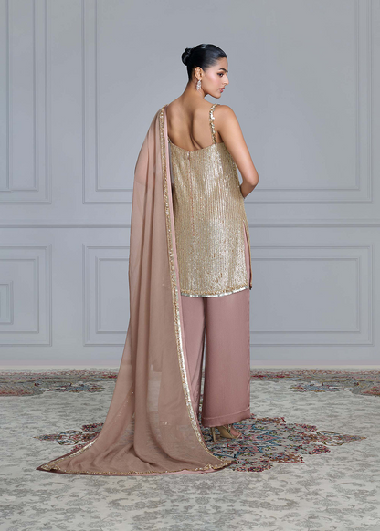 Gold Sequins Embroidered Kurta Set