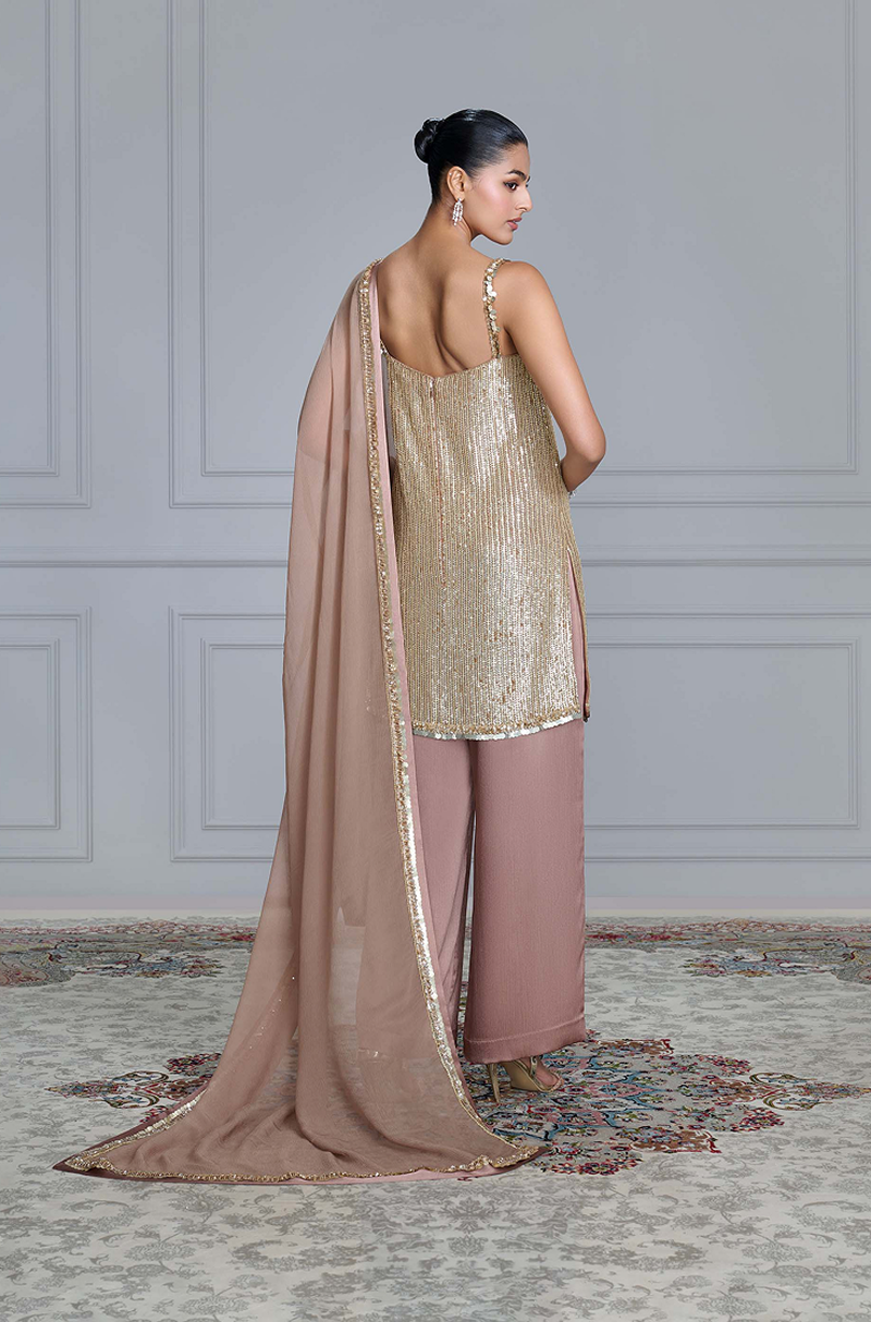 Gold Sequins Embroidered Kurta Set