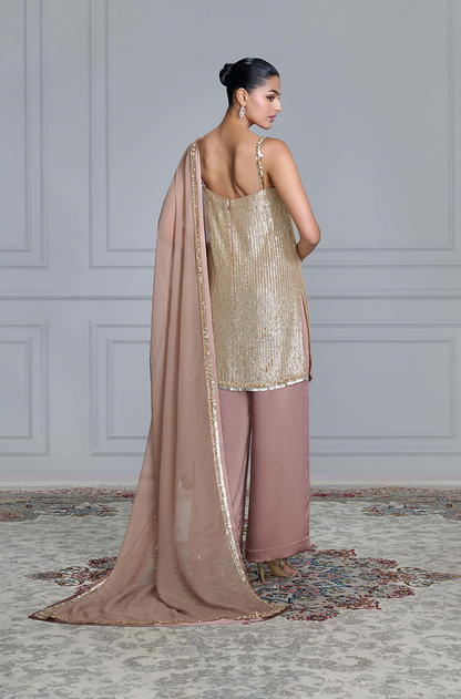 Gold Sequins Embroidered Kurta Set