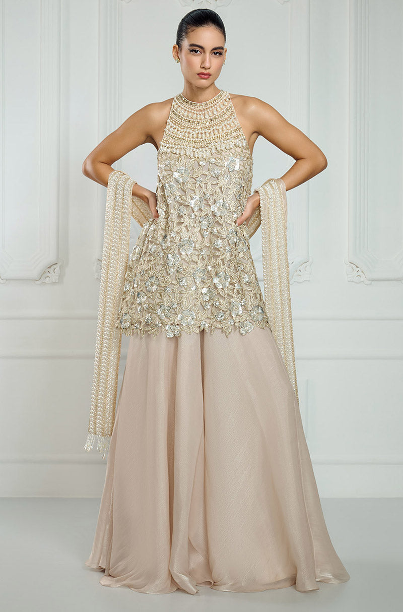 Light Gold Sequin Embroidered Kurta Set