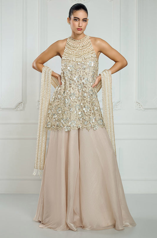 Light Gold Sequin Embroidered Kurta Set