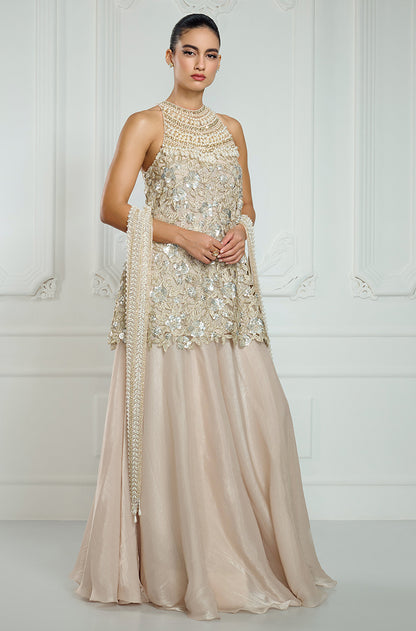 Light Gold Sequin Embroidered Kurta Set