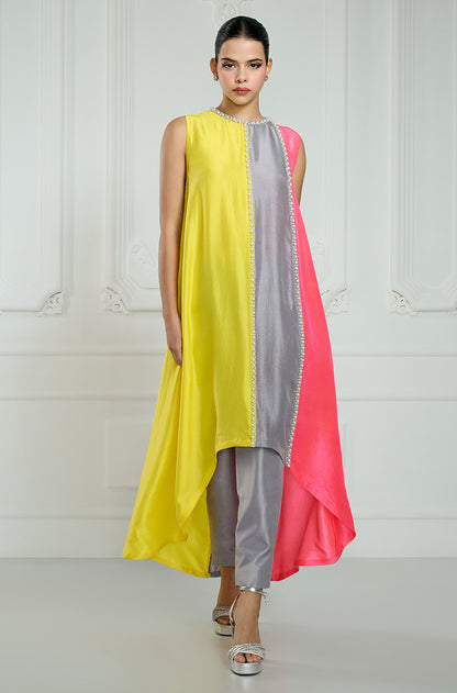 Yellow Multi Patch Work Kurta Set