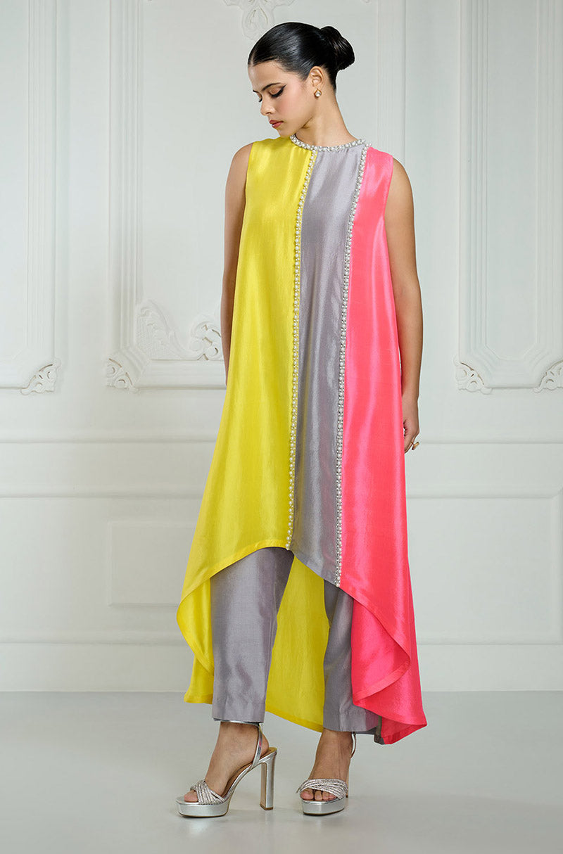 Yellow Multi Patch Work Kurta Set