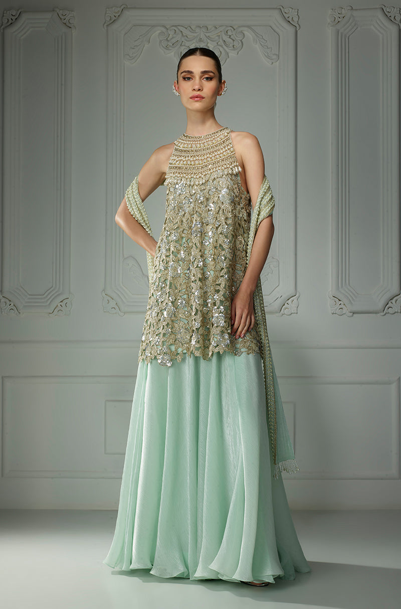 Mint Green Sequin Embroidered Kurta Set