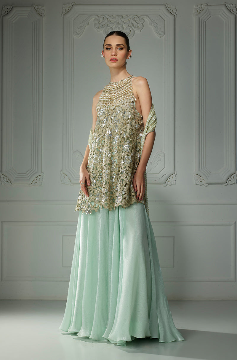 Mint Green Sequin Embroidered Kurta Set